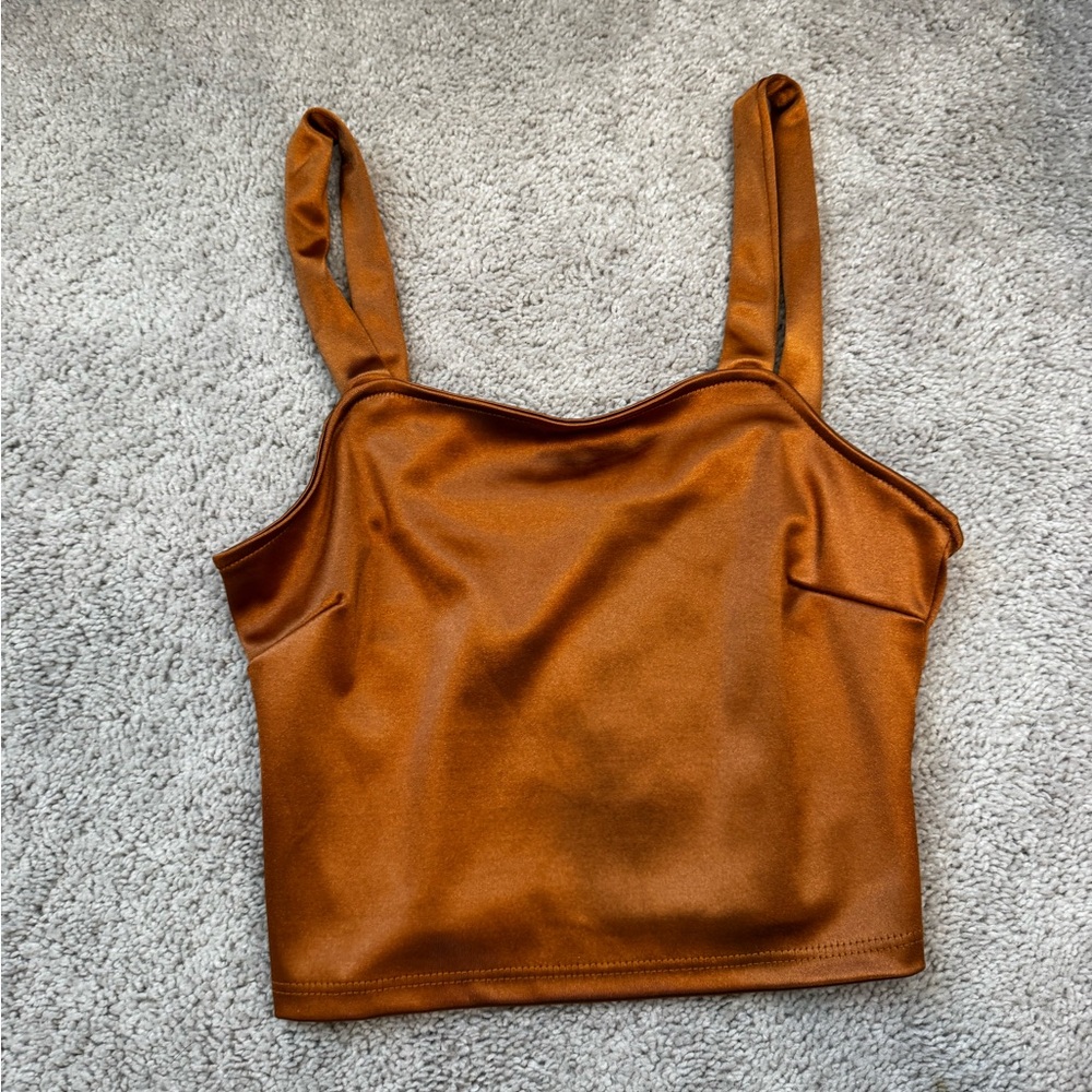 Altar’d State rustic orange satin-like crop top 🧡